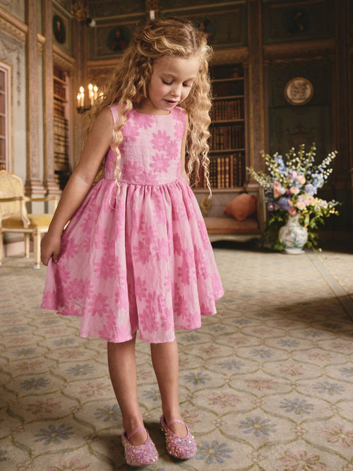 Pink Floral Texture Dress (3-16yrs) image 1