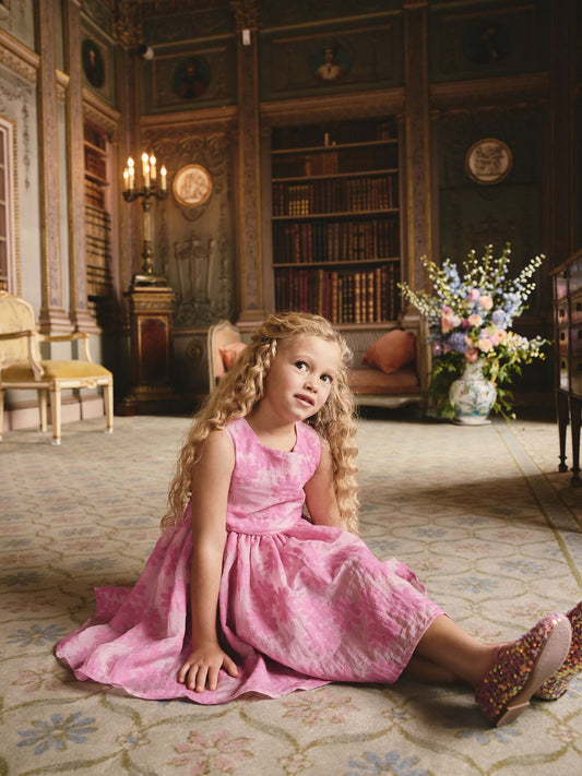 Pink Floral Texture Dress (3-16yrs) image 2