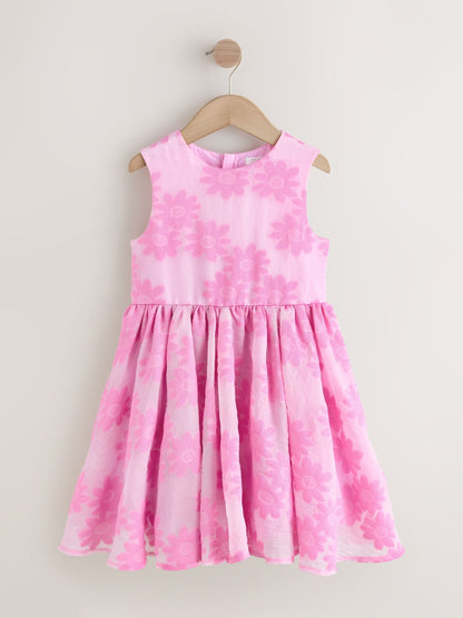 Pink Floral Texture Dress (3-16yrs) image 4