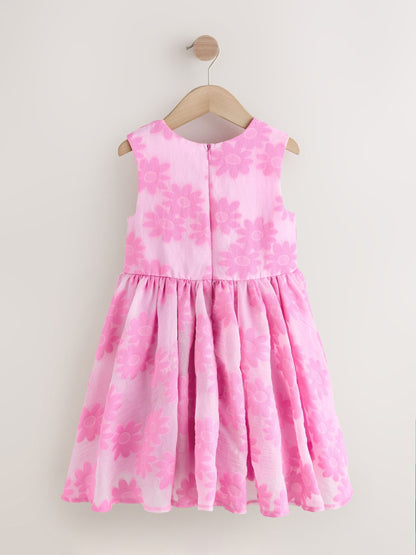 Pink Floral Texture Dress (3-16yrs) image 5