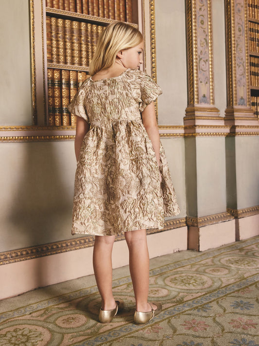 Gold Jacquard Occasion Dress (3-16yrs) image 2