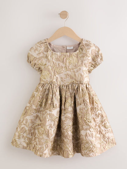 Gold Jacquard Occasion Dress (3-16yrs) image 5