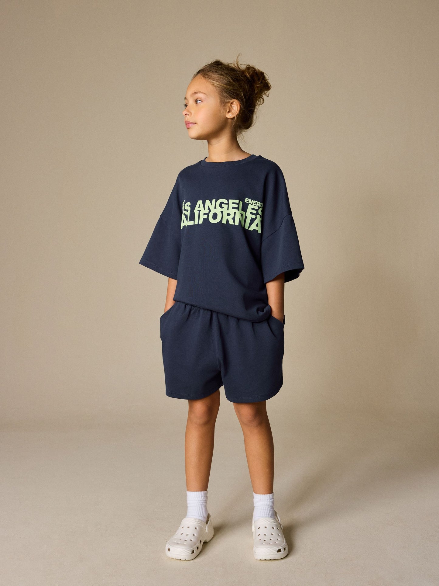 Dsiney Kidz - Navy Slogan Heavyweight T-Shirt and Shorts Set (3-16yrs) image 2