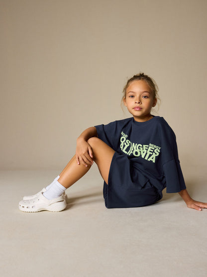 Dsiney Kidz - Navy Slogan Heavyweight T-Shirt and Shorts Set (3-16yrs) image 4