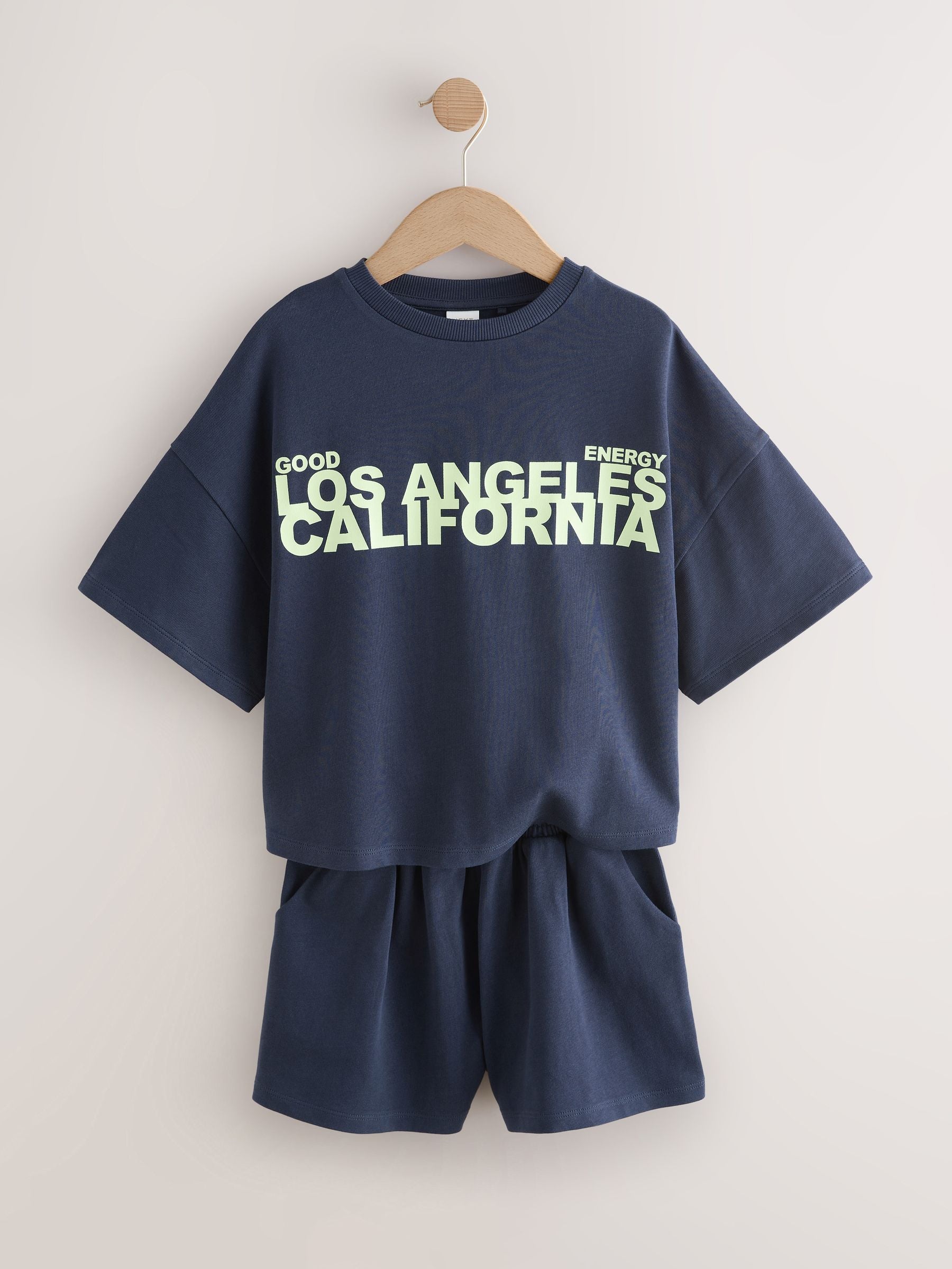 Dsiney Kidz - Navy Slogan Heavyweight T-Shirt and Shorts Set (3-16yrs) image 6