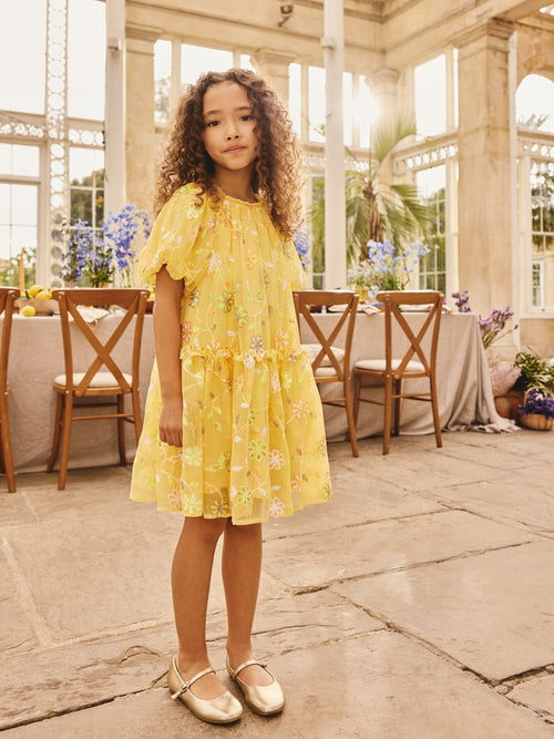 Dsiney Kidz - Yellow Embellished Sequin Tiered Mesh Occasion Dress (3-16yrs) image 1