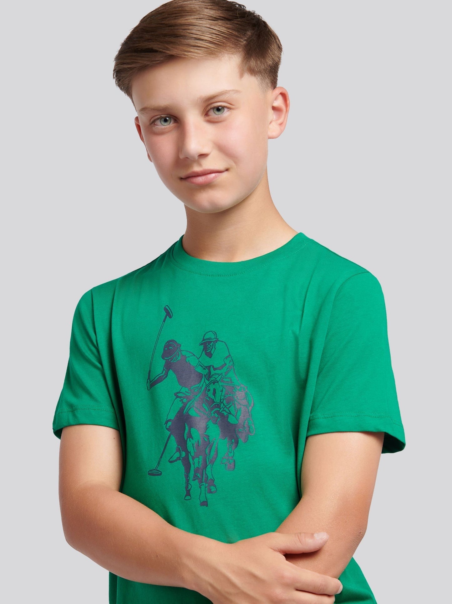 Dsiney Kidz - U.S. Polo Assn Green Double Horsemen Graphic Print T-Shirt image 2