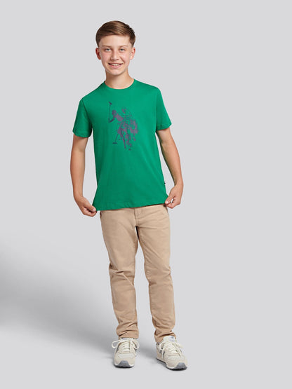Dsiney Kidz - U.S. Polo Assn Green Double Horsemen Graphic Print T-Shirt image 3