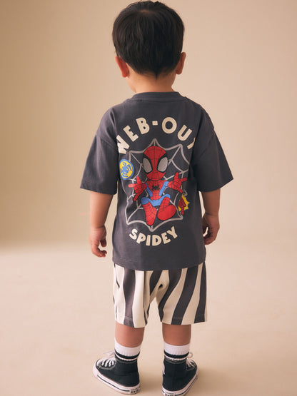 Dsiney Kidz - Charcoal Grey Spider-Man T-Shirt And Shorts Set (9mths-8yrs) image 3