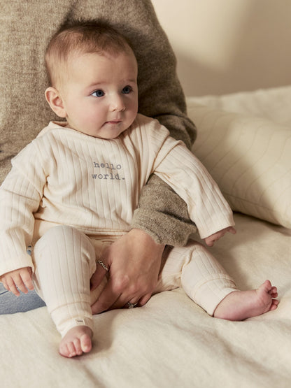 Neutral Hello World Top and Leggings Baby Set (0-18mths) image 2
