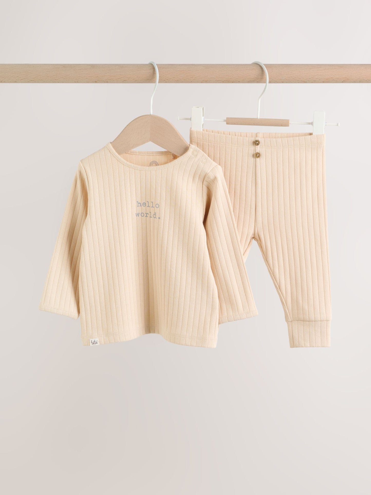 Neutral Hello World Top and Leggings Baby Set (0-18mths) image 4