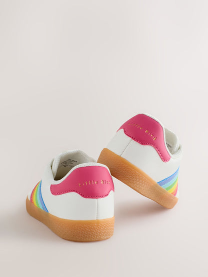 Little Bird by Jools Oliver White Older Gum Sole Trainers with Rainbow Stripe image 4