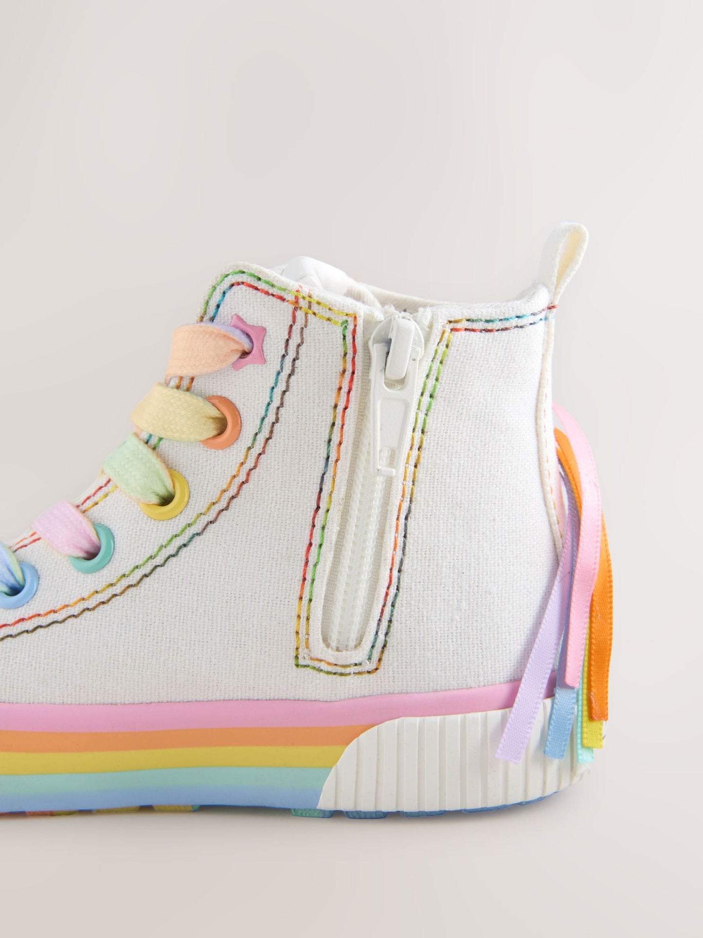 Little Bird by Jools Oliver White Canvas Pastel Rainbow Star Trainers image 5