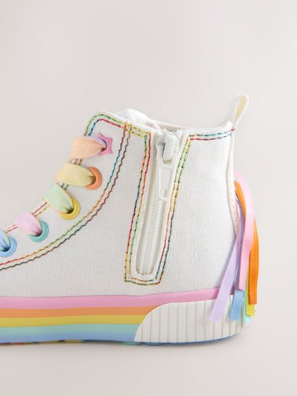 Little Bird by Jools Oliver White Canvas Pastel Rainbow Star Trainers image 5