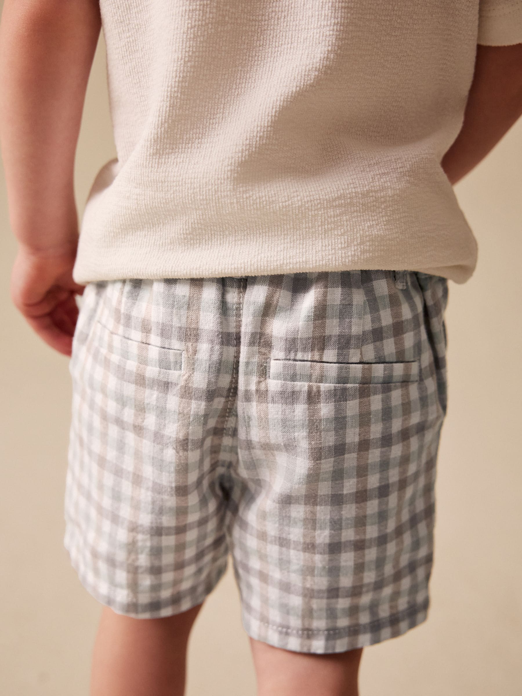 Dsiney Kidz - Pastel Gingham Linen Blend Chino Shorts (3mths-7yrs) image 4