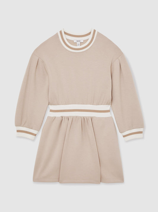 Reiss Neutral Giovanna 13-14 yrs Stripe-Trim Sweatshirt Dress image 1