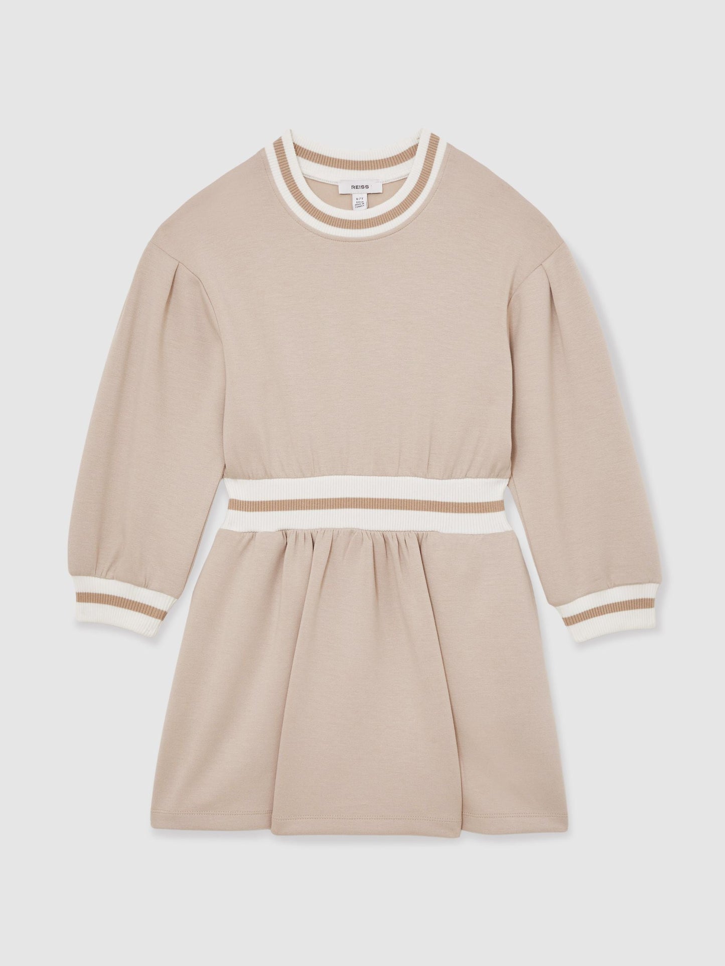 Reiss Neutral Giovanna 13-14 yrs Stripe-Trim Sweatshirt Dress image 1