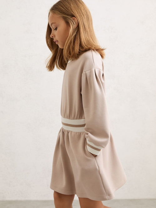 Reiss Neutral Giovanna 9-13 yrs Stripe-Trim Sweatshirt Dress image 1