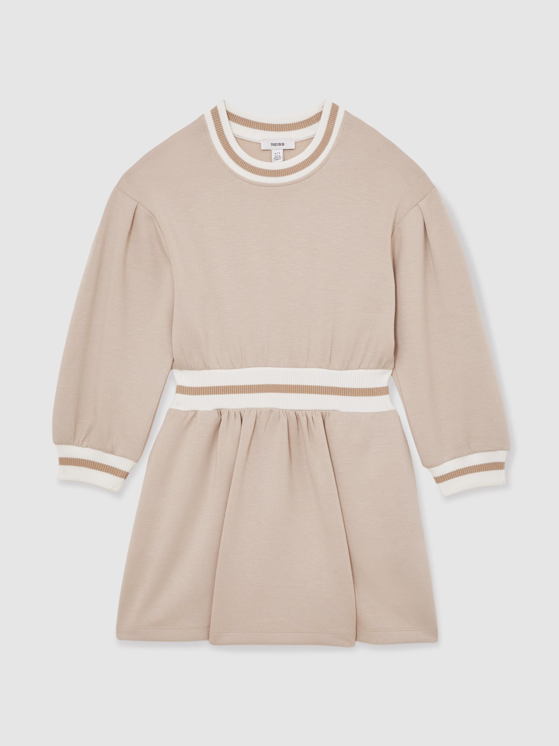 Reiss Neutral Giovanna 9-13 yrs Stripe-Trim Sweatshirt Dress image 2