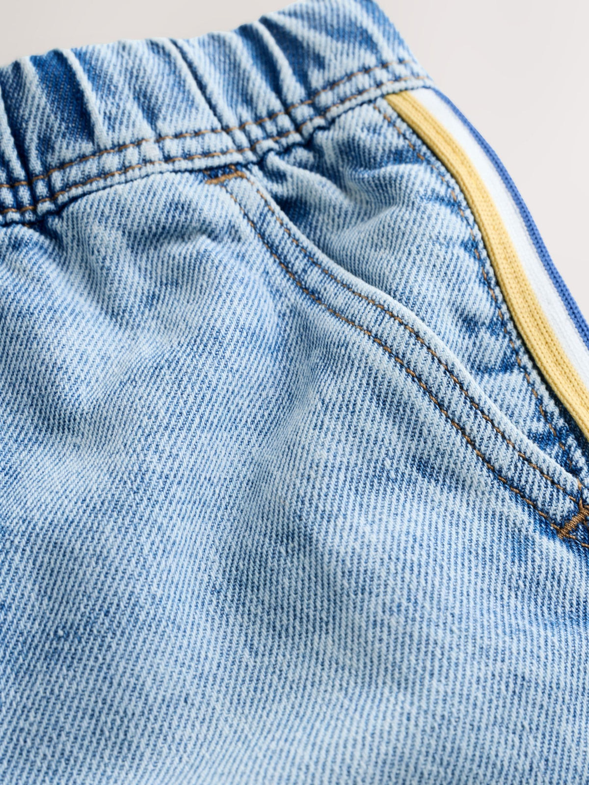 Blue Side Stripe Pull On Loose Denim Shorts (3mths-7yrs) image 8