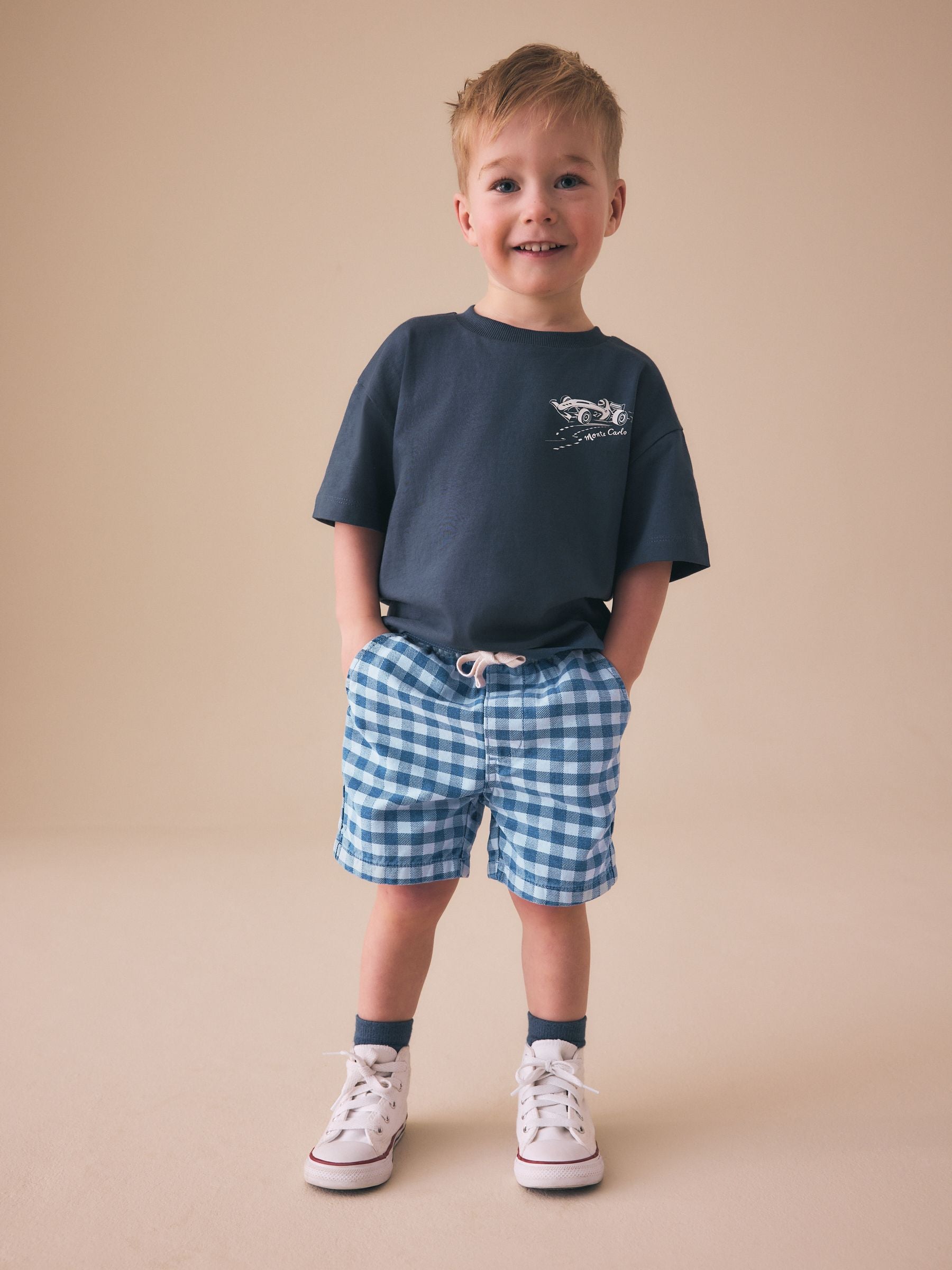 Dsiney Kidz - Blue Gingham Pull On Loose Denim Shorts (3mths-7yrs) image 2