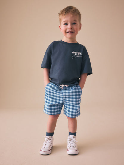 Dsiney Kidz - Blue Gingham Pull On Loose Denim Shorts (3mths-7yrs) image 2
