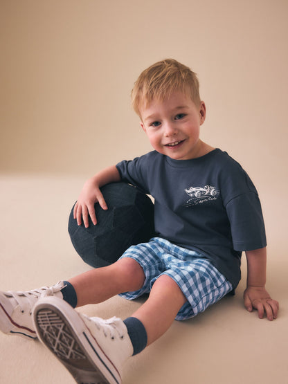 Dsiney Kidz - Blue Gingham Pull On Loose Denim Shorts (3mths-7yrs) image 3
