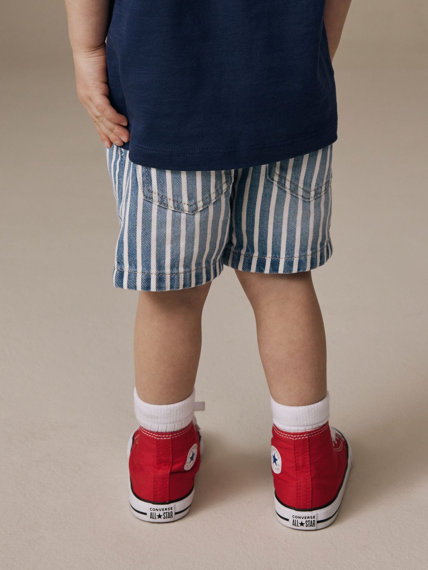 Dsiney Kidz - Blue/White Stripe Pull On Loose Denim Shorts (3mths-7yrs) image 3