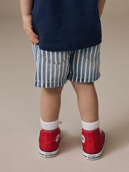 Dsiney Kidz - Blue/White Stripe Pull On Loose Denim Shorts (3mths-7yrs) image 3