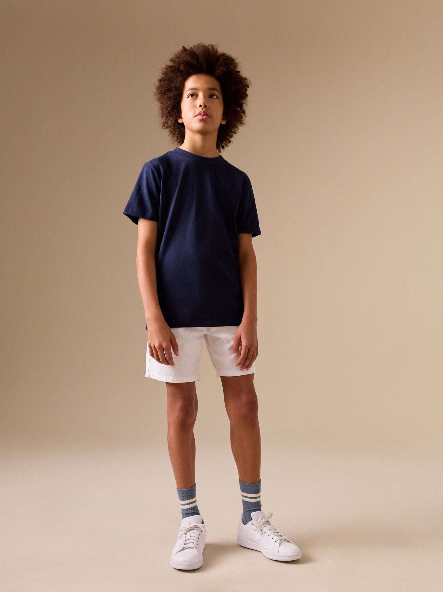 Dsiney Kidz - White Linen Blend Regular Fit Chino Shorts (3-16yrs) image 2