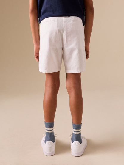 Dsiney Kidz - White Linen Blend Regular Fit Chino Shorts (3-16yrs) image 3