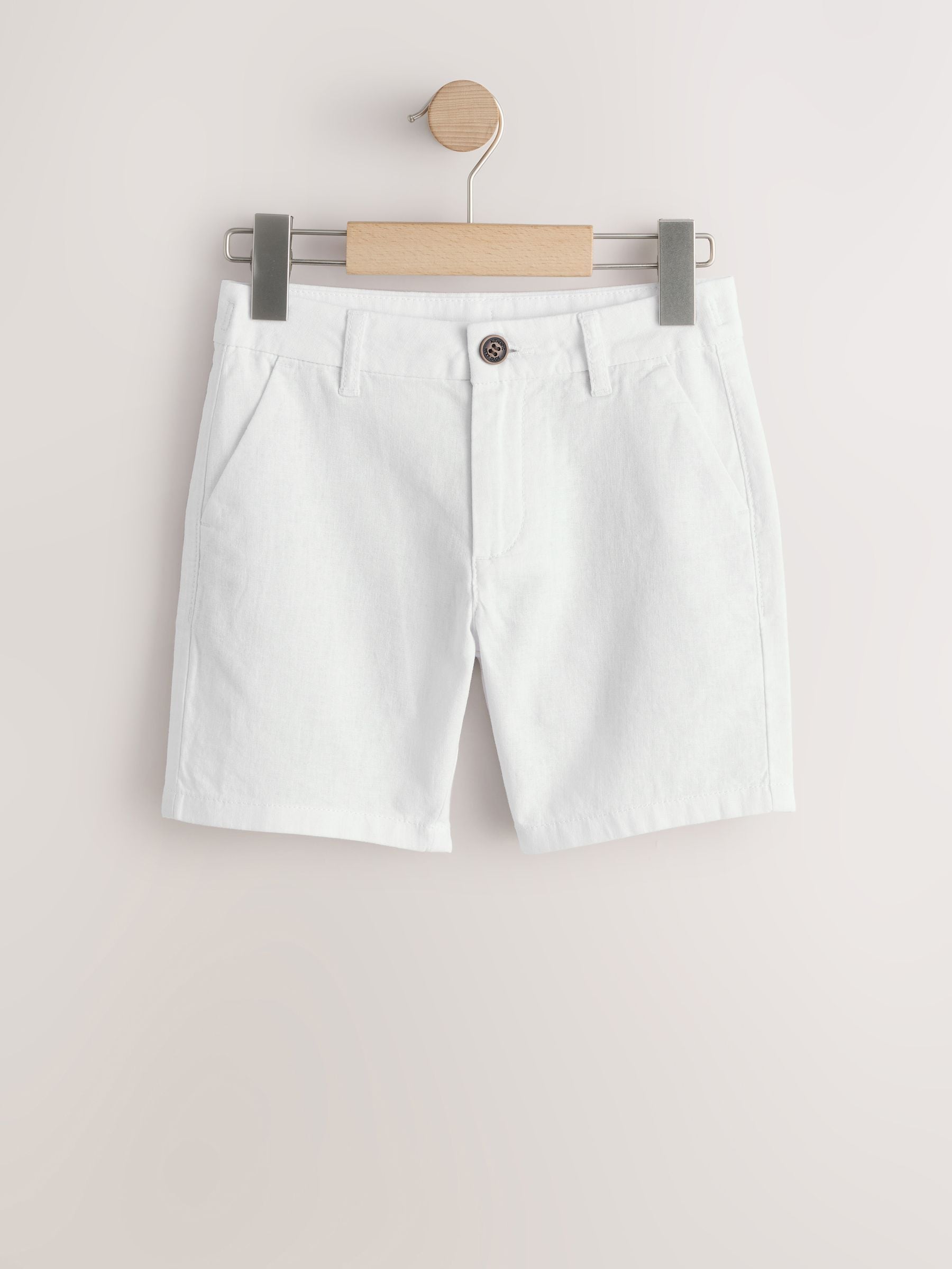 Dsiney Kidz - White Linen Blend Regular Fit Chino Shorts (3-16yrs) image 5