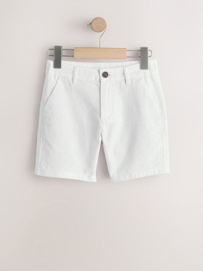 Dsiney Kidz - White Linen Blend Regular Fit Chino Shorts (3-16yrs) image 5