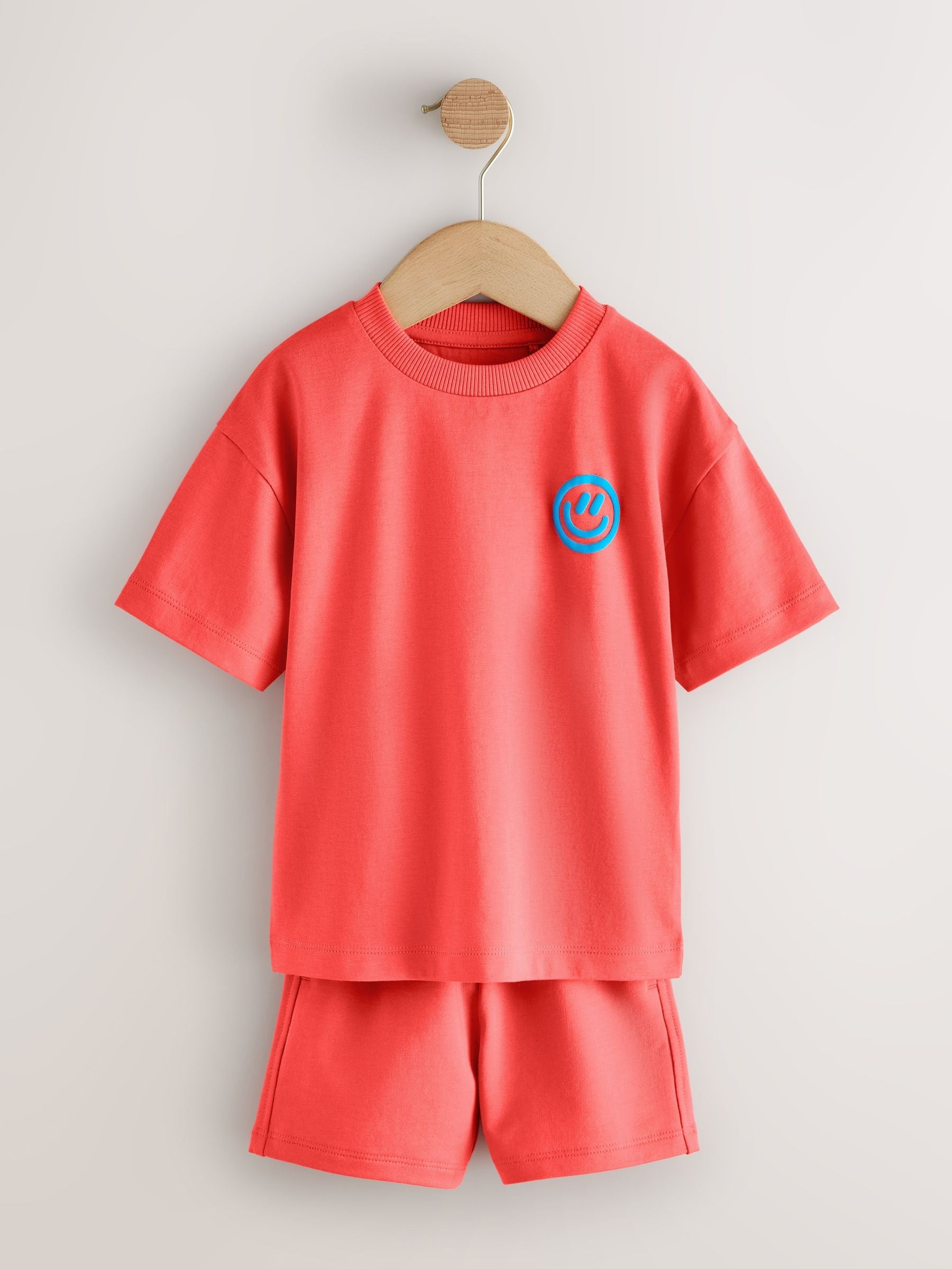 Coral/Aqua/Black Slogan Short Sleeve T-Shirt and Shorts Set 3 Pack (3mths-7yrs) image 6