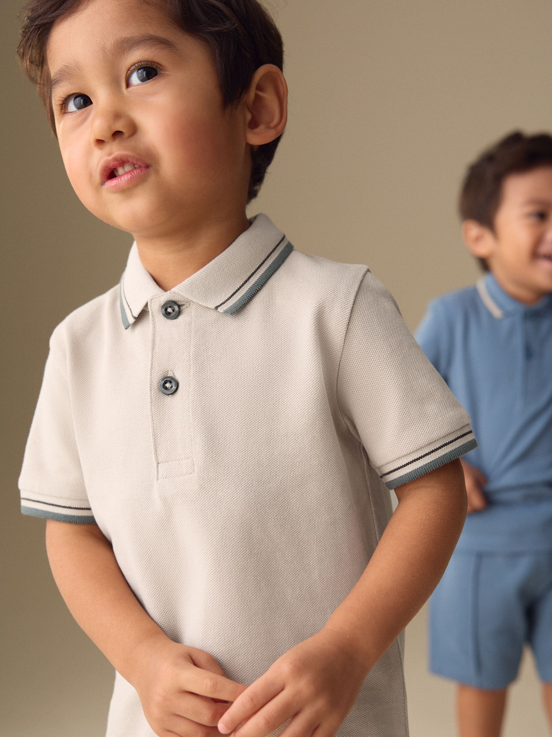 Blue/Neutral Short Sleeve Polo and Shorts Set 2 Pack (3mths-7yrs) image 4
