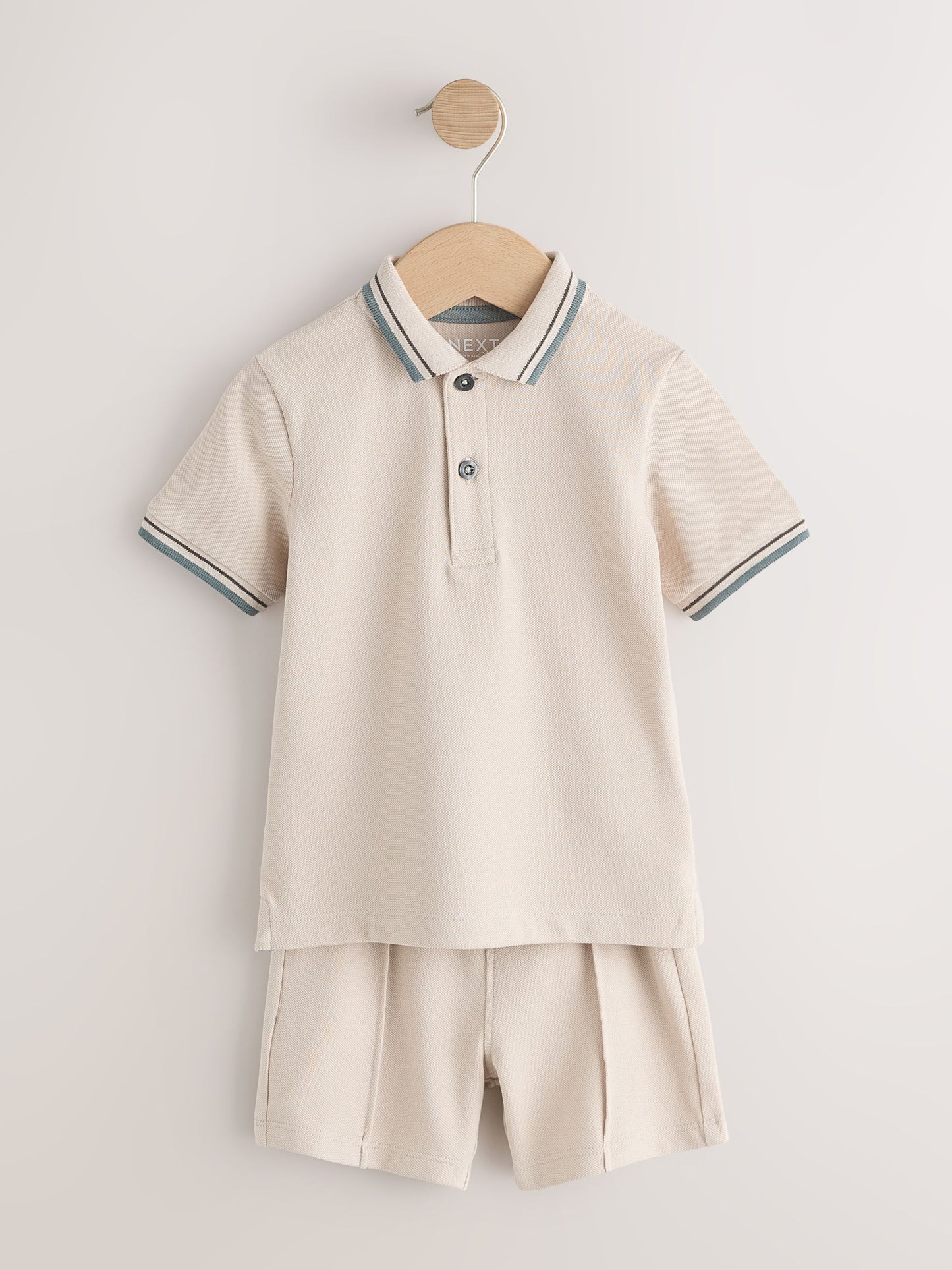 Blue/Neutral Short Sleeve Polo and Shorts Set 2 Pack (3mths-7yrs) image 6