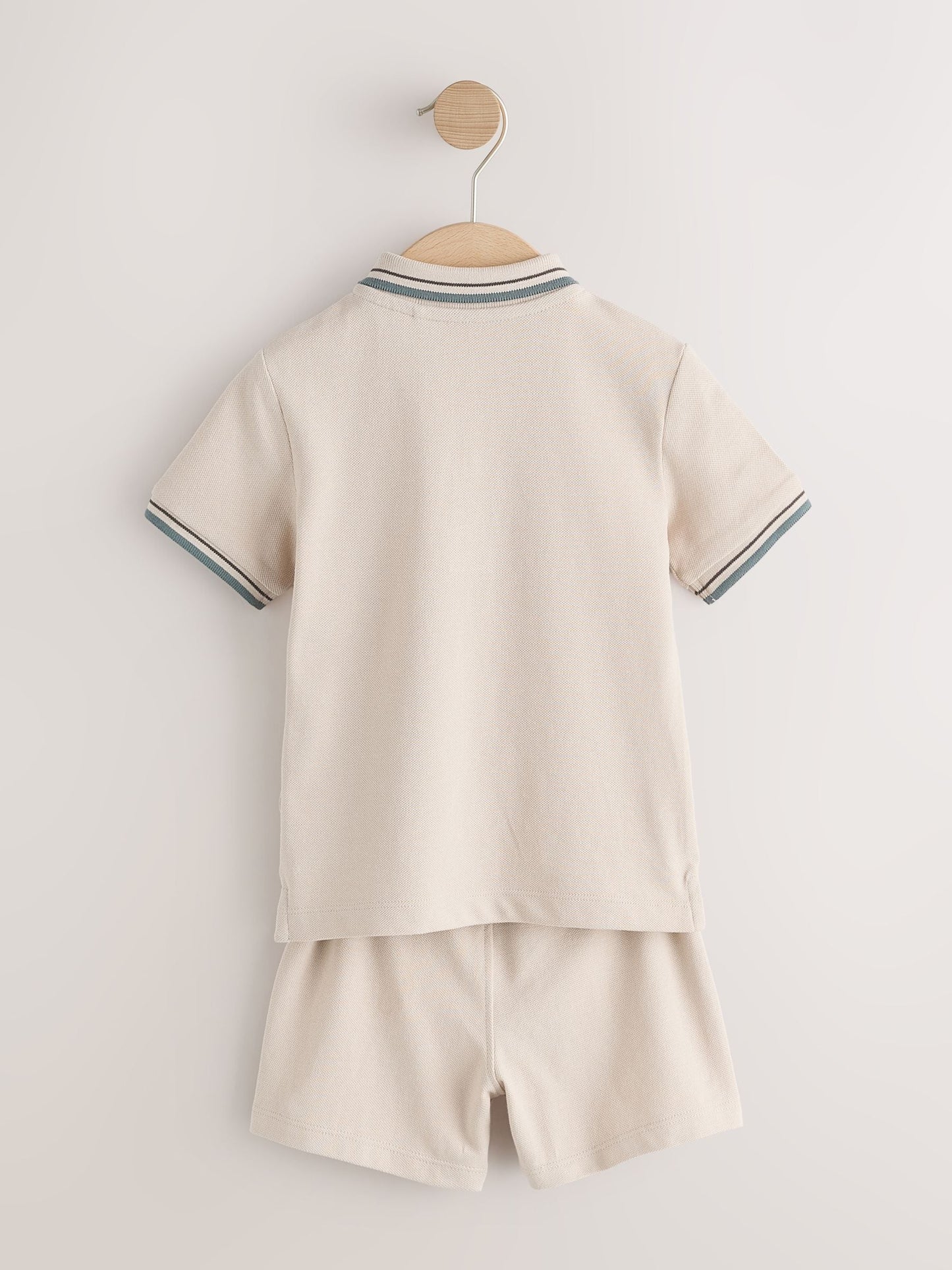 Blue/Neutral Short Sleeve Polo and Shorts Set 2 Pack (3mths-7yrs) image 7