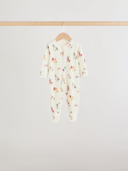 Pink/Green Two Way Zip Baby Sleepsuits 5 Pack (0mths-2yrs) image 3