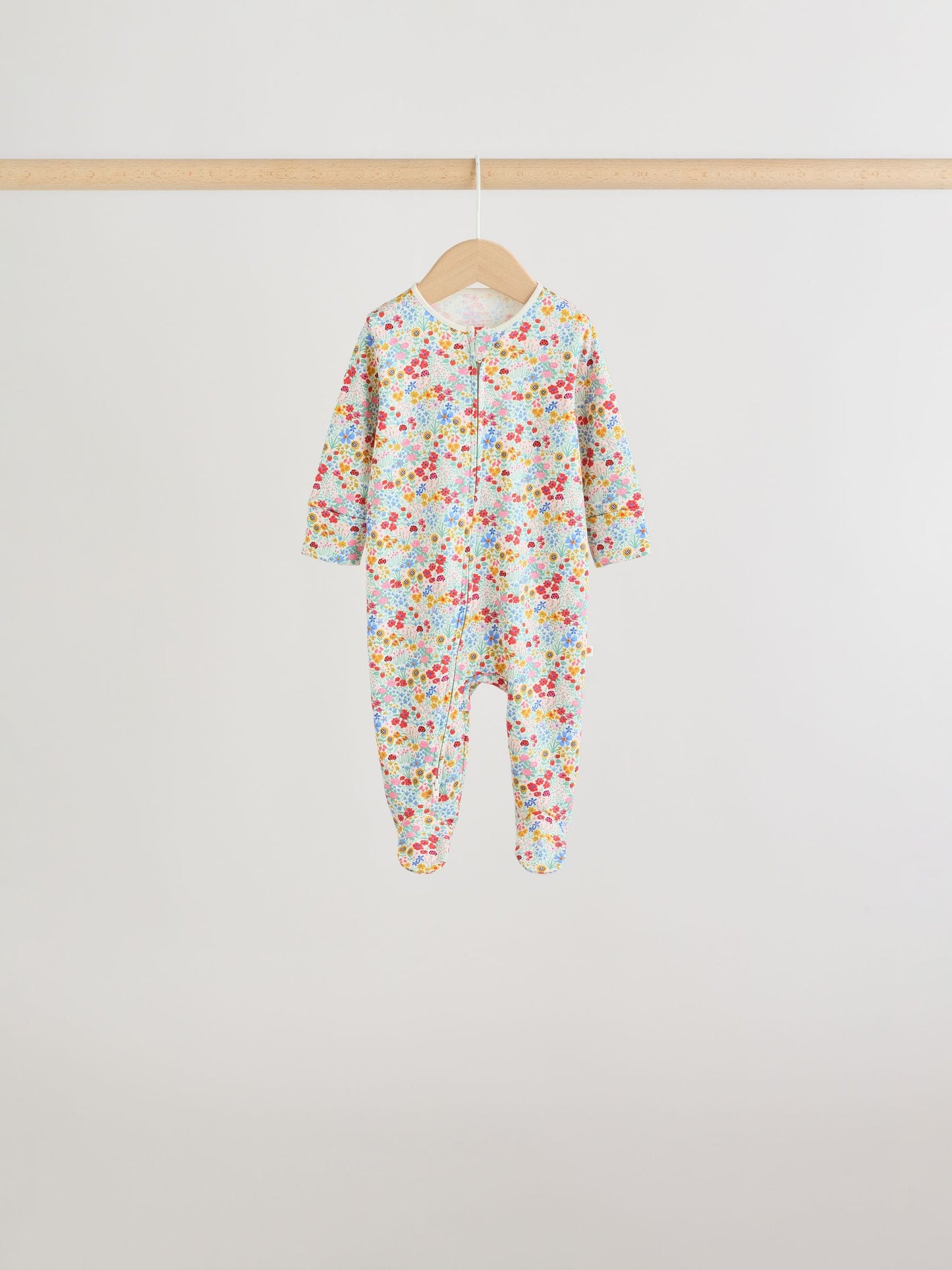 Pink/Green Two Way Zip Baby Sleepsuits 5 Pack (0mths-2yrs) image 5