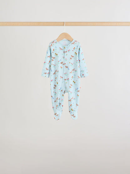 Pink/Green Two Way Zip Baby Sleepsuits 5 Pack (0mths-2yrs) image 6