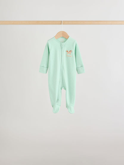 Pink/Green Two Way Zip Baby Sleepsuits 5 Pack (0mths-2yrs) image 7
