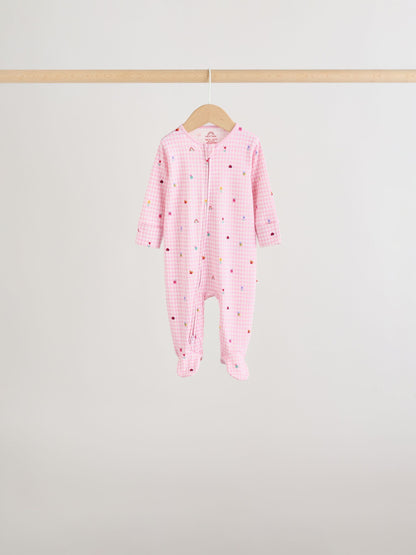 Pink/Green Two Way Zip Baby Sleepsuits 5 Pack (0mths-2yrs) image 8