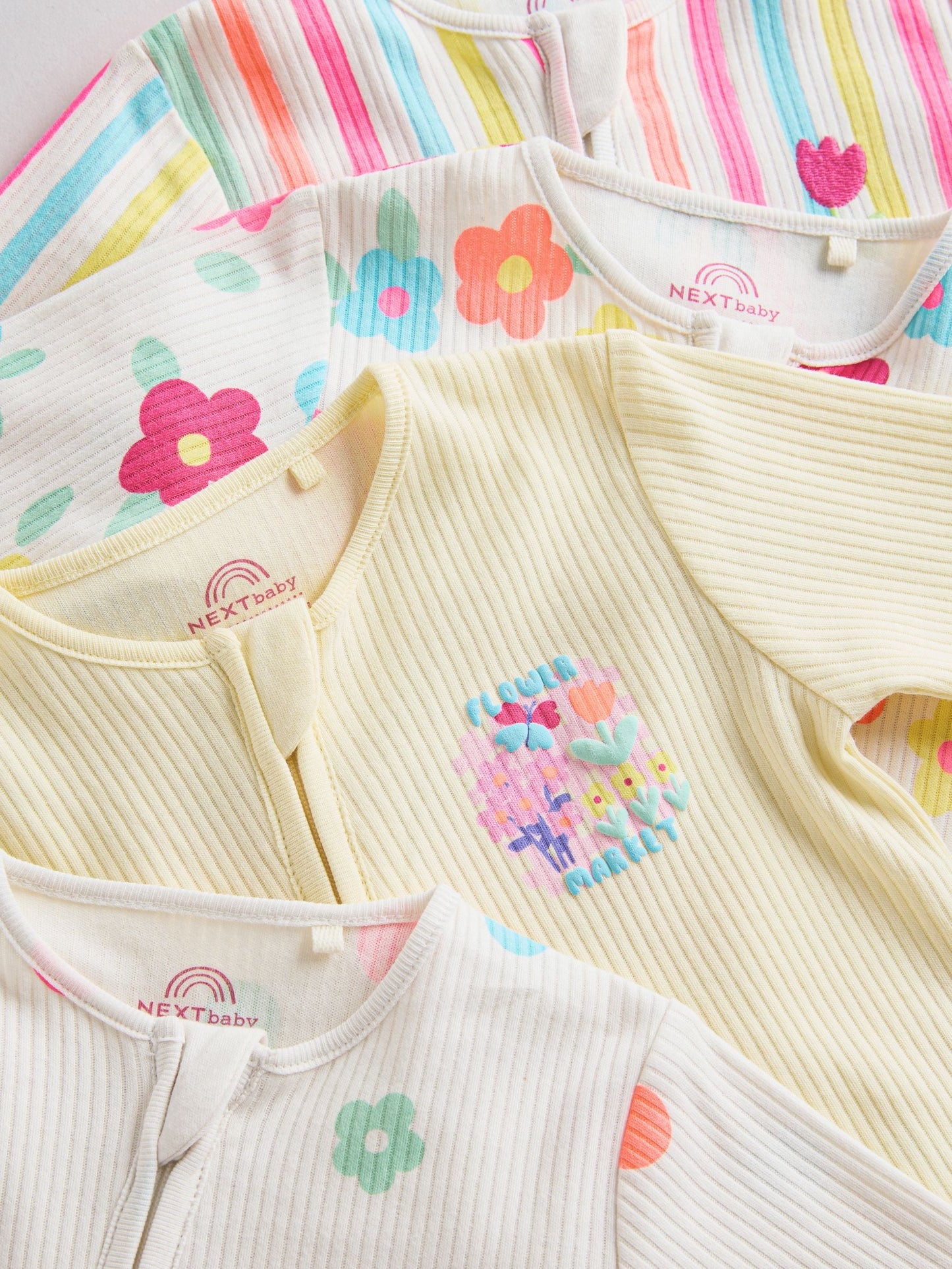 Yellow Two Way Zip Baby Sleepsuits 4 Pack (0mths-2yrs) image 7