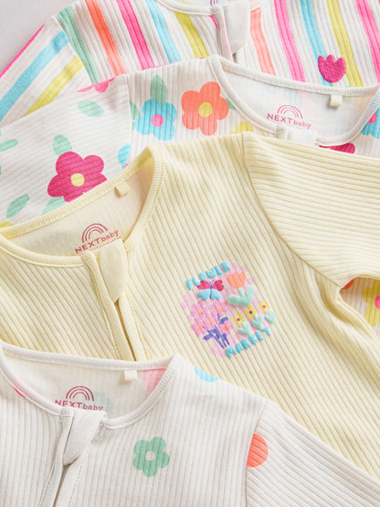 Yellow Two Way Zip Baby Sleepsuits 4 Pack (0mths-2yrs) image 7