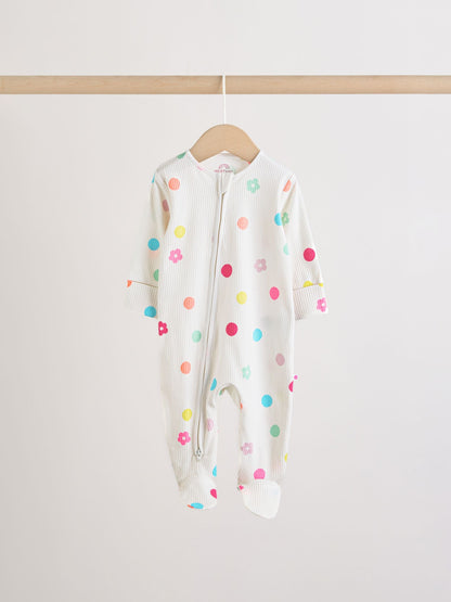 Yellow Two Way Zip Baby Sleepsuits 4 Pack (0mths-2yrs) image 3