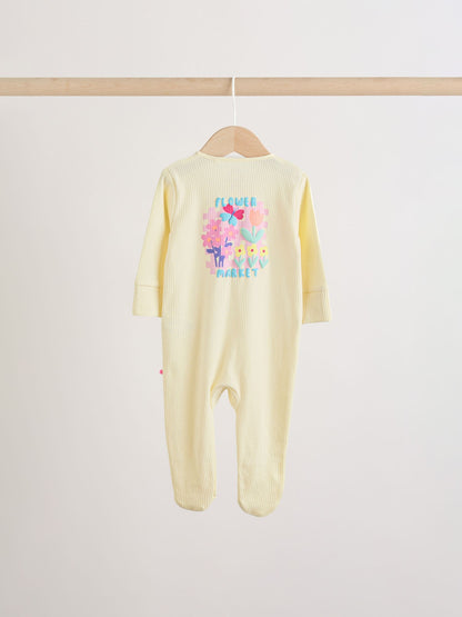 Yellow Two Way Zip Baby Sleepsuits 4 Pack (0mths-2yrs) image 4