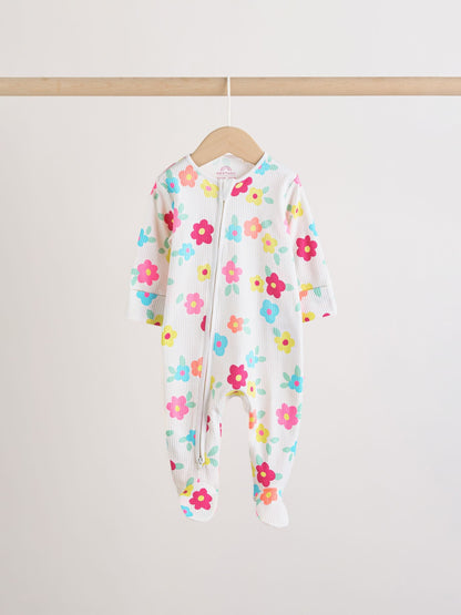 Yellow Two Way Zip Baby Sleepsuits 4 Pack (0mths-2yrs) image 6