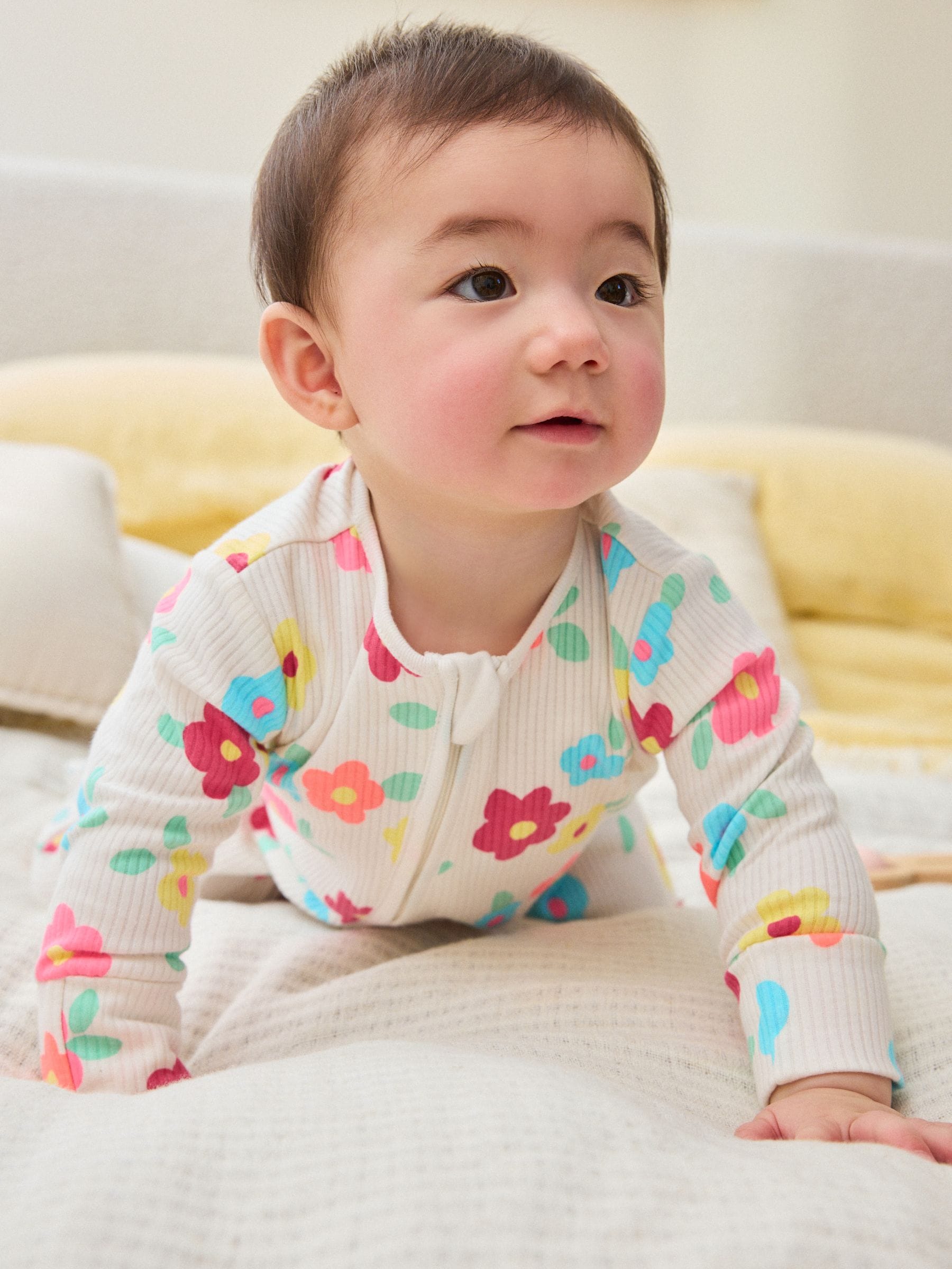 Yellow Two Way Zip Baby Sleepsuits 4 Pack (0mths-2yrs) image 8