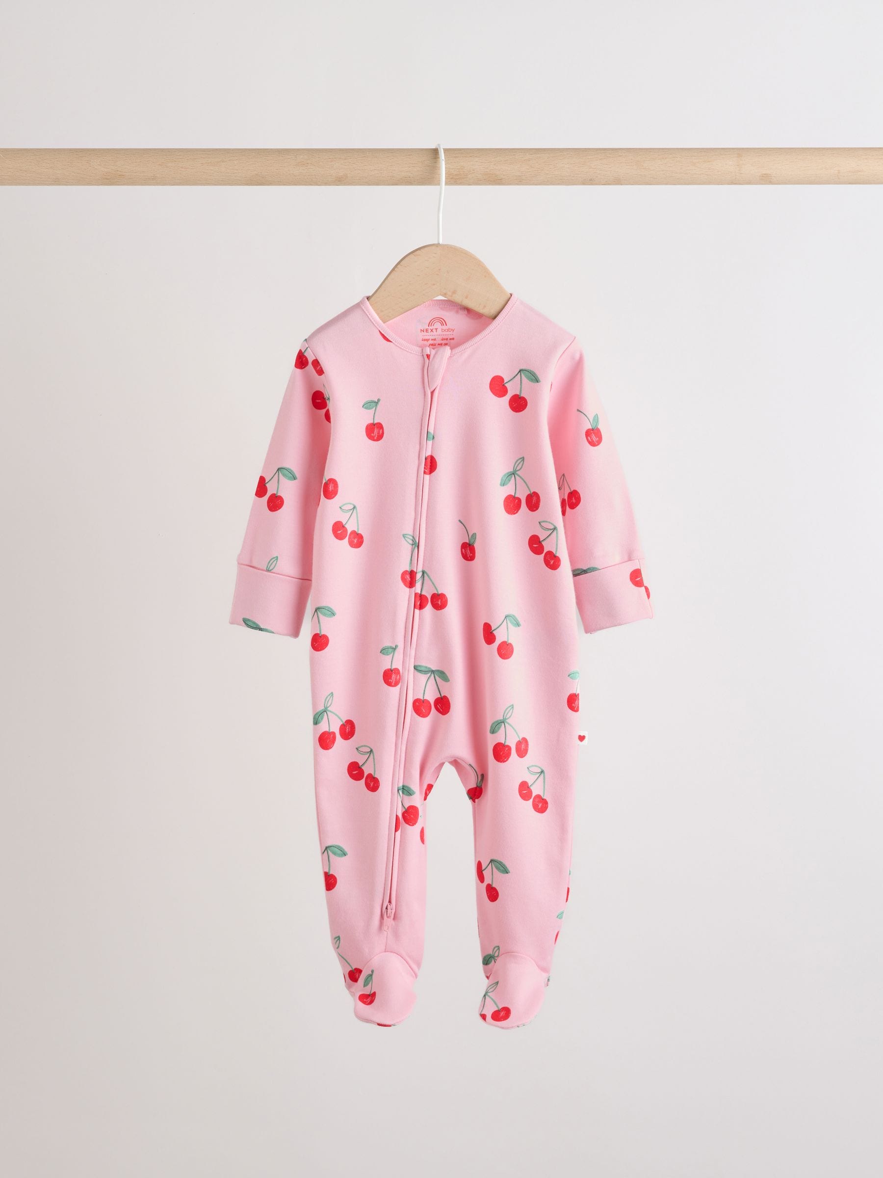 Red/Pink Two Way Zip Baby Sleepsuits 4 Pack (0mths-3yrs) image 3