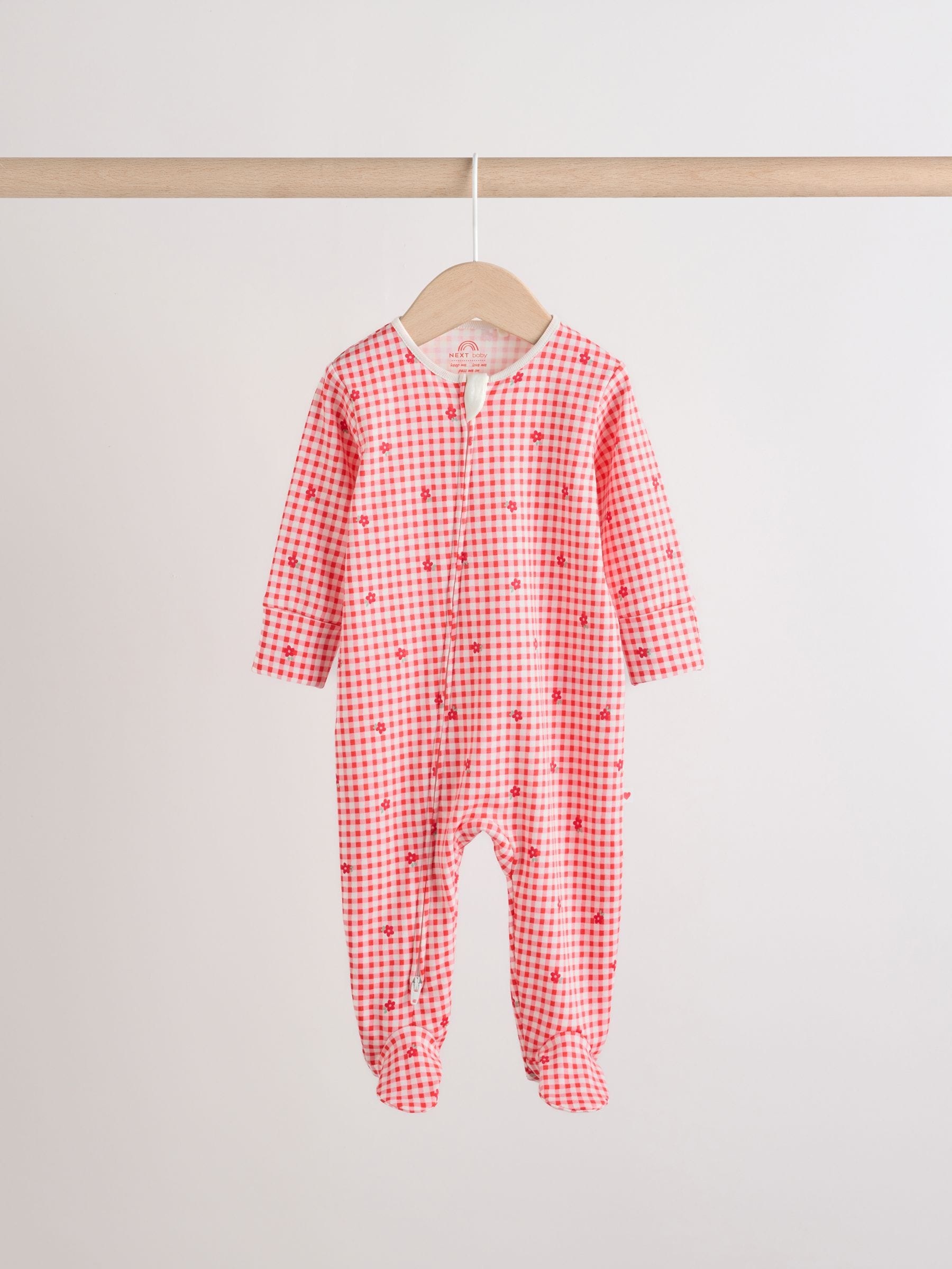 Red/Pink Two Way Zip Baby Sleepsuits 4 Pack (0mths-3yrs) image 5